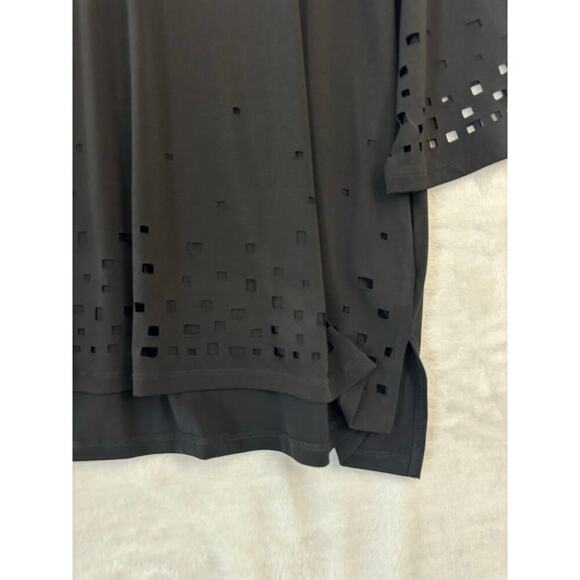 IC by Connie K Black 3/4 Eyelet Sleeve Tunic Top XL Mature - Picture 2 of 8